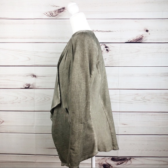 S63 Piccadilly olive green cascade cardigan - Picture 2 of 6